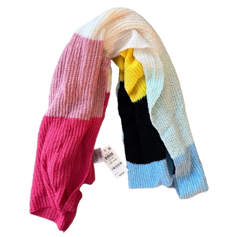 Twisted Rib Multi Color Block Muffler Scarf - Picture 3 of 5